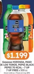 Mirinda - PASO DE LOS TOROS, PEPSI BLACK, PEPSI 70 KCAL - 7 UP, 7 UP FREE
