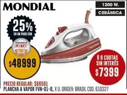 Mondial - PLANCHA A VAPOR FVN-01-0