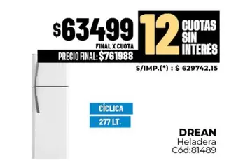 Drean - Heladera Cód:81489