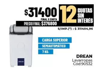 Drean - Lavarropas Cód:90532