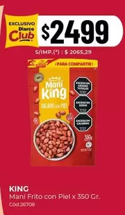 King - Maní Frito con Piel x 350 Gr.