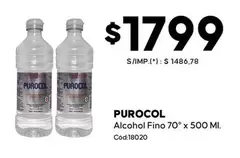 Purocol - Alcohol Fino 70° x 500 ΜΙ. Cod:18020