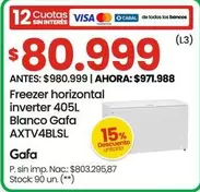 Gafa - Freezer horizontal inverter 405L Blanco AXTTV4BLSL