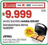 Atma - Sandwichera  SM8911P