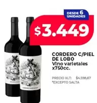 Salta - CORDERO C/PIEL DE LOBO Vino varietales