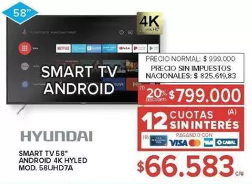 Hyundai - SMART TV 58" ANDROID 4K HYLED MOD. 58UHD7A