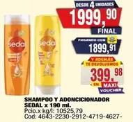Sedal - SHAMPOO Y ADONCICIONADOR