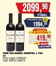 X$ - VINO STA.ISABEL VARIETAL x 750