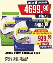 Esencial - JABON POLVO ESENCIAL X 3 K