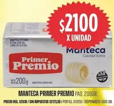 X$ - MANTECA PRIMER PREMIO