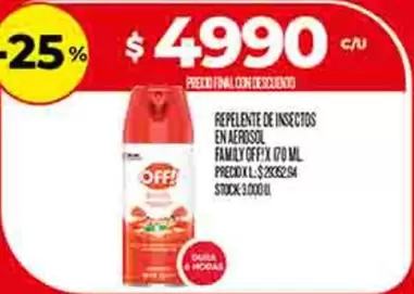 Off - REPELENTE DE INSECTOS EN AEROSOL FAMILY OFFIX 170 ML