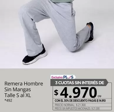XL - Remera Hombre Sin Mangas Talle S al
