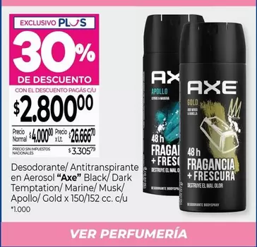 Axe - Desodorante/Antitranspirante en Aerosol