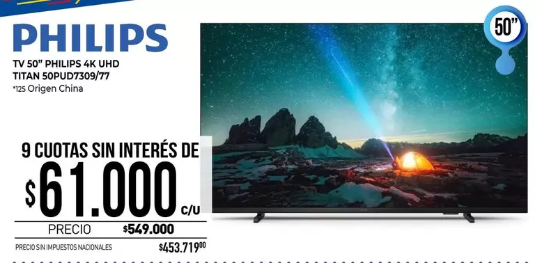 Philips - TV 50 PHILIPS 4K UHD TITAN 50PUD7309/77