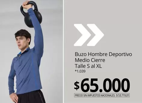 XL - Buzo Hombre Deportivo Medio Cierre