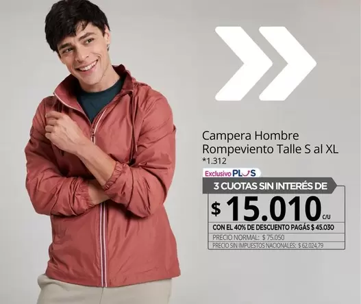 XL - Campera Hombre Rompeviento Talle S al