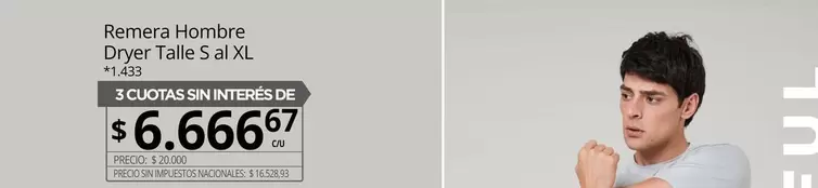 XL - Remera Hombre Dryer Talle S al