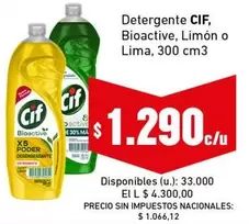 Cif - Detergente, Bioactive, Limón o Lima