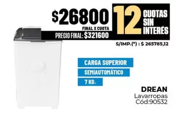 Drean - Lavarropas Cód:90532