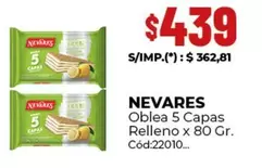 Nevares - Oblea 5 Capas Relleno x 80 Gr.