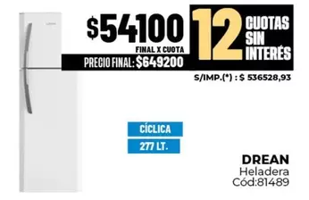 Drean - Heladera Cód:81489