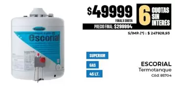 Escorial - Termotanque Cód: 85704