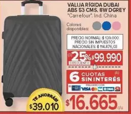 Carrefour - VALIJA RÍGIDA DUBAI ABS 53 CMS. 8W DGREY