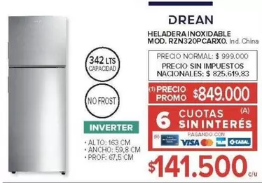 Drean - HELADERA INOXIDABLE MOD. RZN320PCARXO