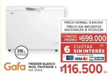 Gafa - FREEZER BLANCO MOD. FGHF300B-L
