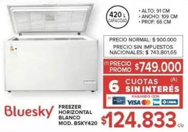 Bluesky - FREEZER HORIZONTAL BLANCO