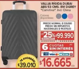 Carrefour - VALIJA RÍGIDA DUBAI ABS 53 CMS. 8W DGREY