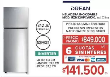 Drean - HELADERA INOXIDABLE RZN320PCARXO