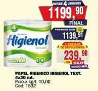 Higienol - PAPEL HIGENICO TEXT.