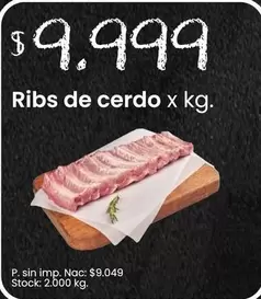 X$ - Ribs de cerdo x kg.