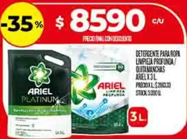 Ariel - DETERGENTE PARA ROPA LIMPIEZA PROFUNDA/ QUITAMANCHAS