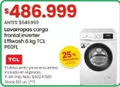 TCL - Lavarropas carga frontal inverter Effiwash 6 kg P60FL