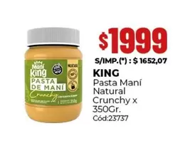 King - Pasta Maní Natural Crunchy