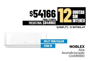 Noblex - Aire Acondicionado Cód:85930