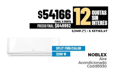 Noblex - Aire Acondicionado Cód:85930