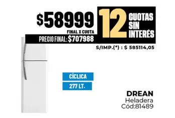 Drean - Heladera Cód:81489