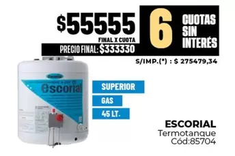 Escorial - Termotanque Cód:85704