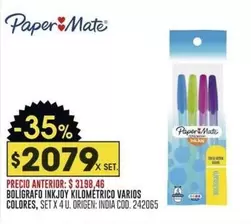 Paper Mate - INKJOY KILOMÉTRICO VARIOS COLORES