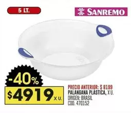 Origen - PALANGANA PLASTICA