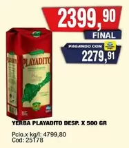 Playadito - YERBA DESP. X 500 GR