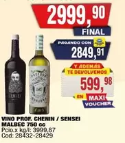 Sensei - PROF. CHENIN / SENSEI MALBEC 750 cc