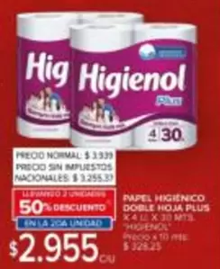 Higienol - PAPEL HIGIENICO DOBLE HOJA PLUS