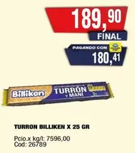 Billiken - TURRON X 25 GR