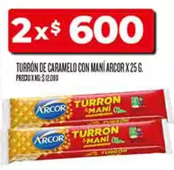Arcor - TURRÓN DE CARAMELO CON MANÍ X25 G