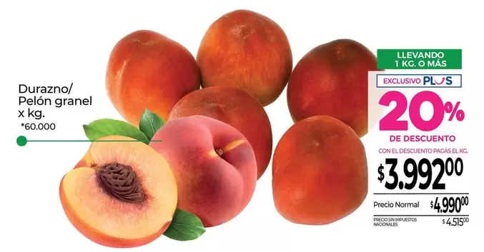 X$ - Durazno/ Pelón granel