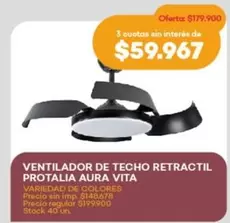 Protalia - VENTILADOR DE TECHO RETRACTIL AURA VITA